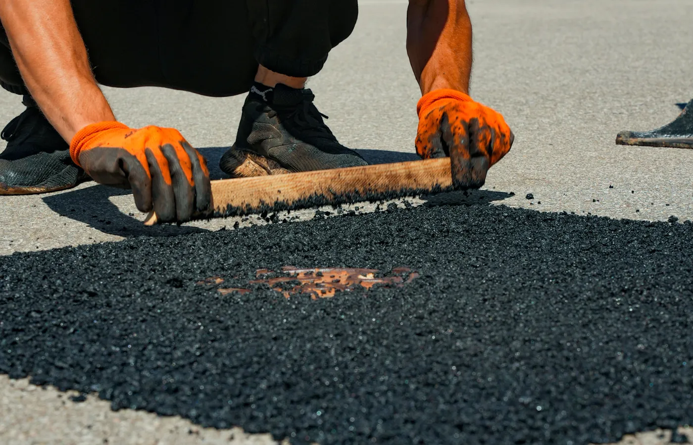 Pothole repair and asphalt patching work